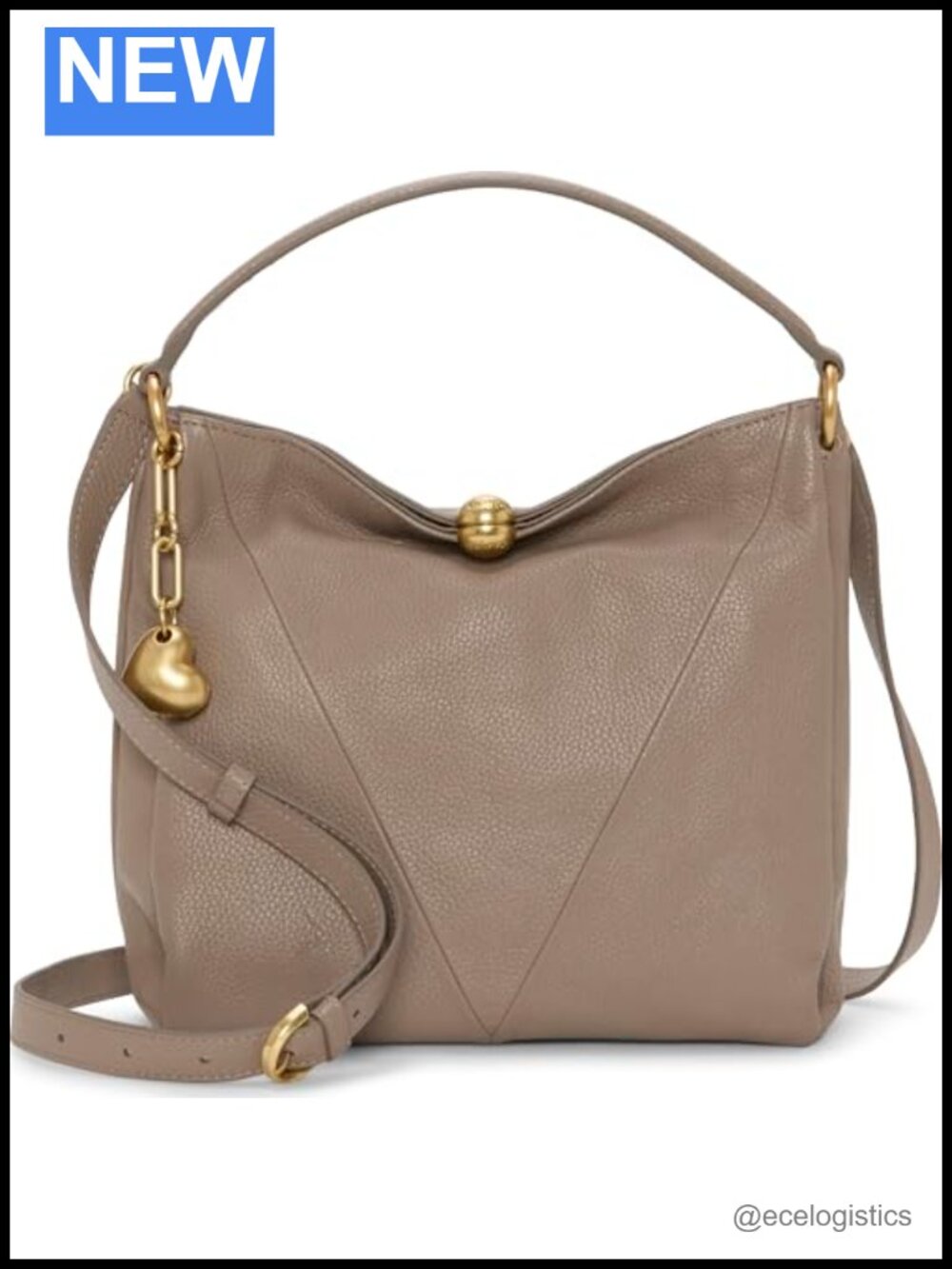 Genuine Leather Hobo Shoulder Bag with Magnetic Closure, Crossbody Strap